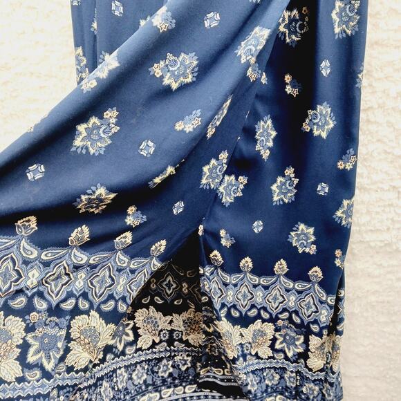 Skirt Maxi ID Distinctions Navy Boho Romantic Bloomcore Coastal Grandma Size 14 - Picture 8 of 11